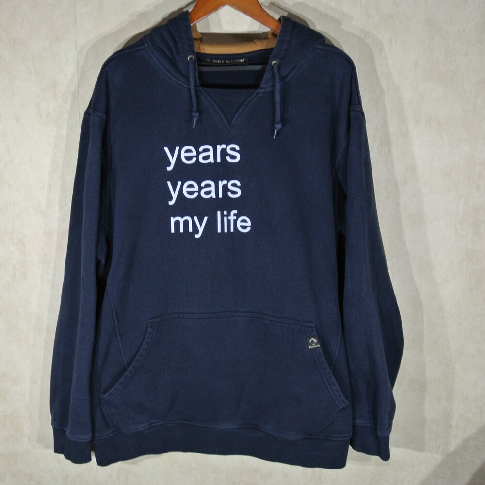Men's Dri-Duck Navy Blue Pullover Hoodie "years years my life" - Size XXL
